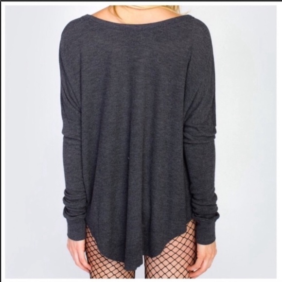 Wildfox Don't Tell Perry Thermal Gray Relaxed Tee Top XS - Picture 5 of 16